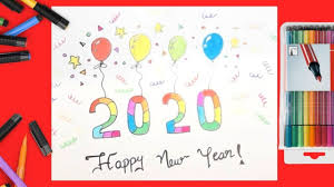 How To Draw Happy New Year 2020 Drawing And Coloring 2020 Celebratio New Year Card Happy New Year Cards Card Craft Download high quality new years day images for your phone or desktop. draw happy new year 2020 drawing