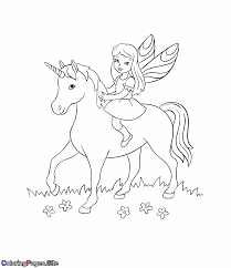 Beautiful Fairy Riding A Unicorn Coloring Page Unicorn Coloring Pages Fairy Coloring Pages Coloring Pages
