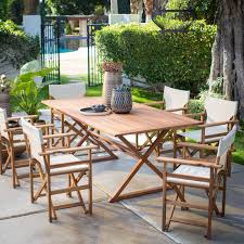 Belham Living Brighton Outdoor Patio Dining Set With Directors Chairs Natural Patio Dining Set Patio Outdoor Patio