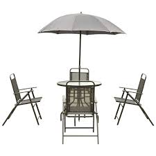 15 Days Presell 6 Pcs Outdoor Round Table Folding Chairs Umbrella Manual Patio Garden Set Outdoor Folding Chairs Clearance Patio Furniture Patio Furniture Sets