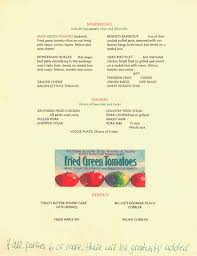 The Menu From The Whistle Stop Cafe In Juliette Ga The Town Where Fried Green Tomatoes Was Fried Green Tomatoes Southern Cooking Recipes Cooking Pulled Pork
