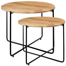 Wer über das nötige kleingeld verfügt, der kann sich natürlich auch einen couchtisch nach maß fertigen lassen. Finebuy Couchtisch Fb54883 Couchtisch Set Akazie Massivholz Metall Sofatisch Design Wohnzimmertisch Rund Kaffeetisch Massiv Kleiner Tisch Wohnzimmer Fsc Mix Online Kaufen Otto