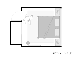 5 Layout Ideas For A 12 X 12 Square Bedroom W Floor Plans The Savvy Heart In the bedroom above, the simple addition of a patterned throw and chrome bedside lamps transforms the room from sterile to stylish.