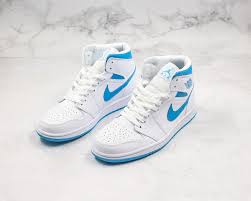 Air Jordan 1 Mid Unc White Light Blue For Sale Blue And White Jordans Nike Shoes Jordans Jordans