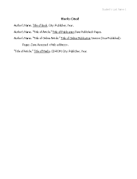Works Cited List In Mla Format Office Templates Cover Page Template Project Cover Page