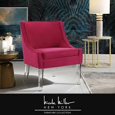 Nicole Miller Terrance Hot Pink Velvet Accent Chair With Upholstered Armless In 2020 Accent Chairs Velvet Accent Chair Chic Chair