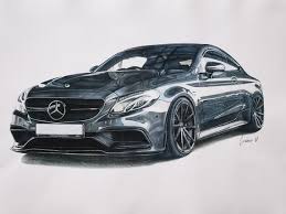 Mercedes Amg C 63 S Wandbild Reproduktion Poster Zeichnung Etsy Car Drawings Car Design Sketch Mercedes Amg
