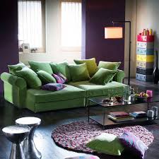 Do You Need To Be Brave To Have A Deep Purple Wall Green Sofa Design Furniture Design Living Room Living Room Furniture