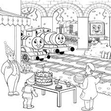 Thomas And Friends Celbrating Happy Birthday At The Station Coloring Page Letscolo Happy Birthday Coloring Pages Birthday Coloring Pages Train Coloring Pages