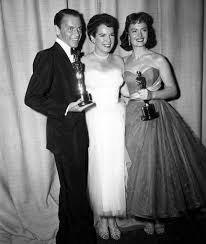 Marcedes Mccambridge Giving Frank Sinatra Dona Reed Their Oscars For Best Supporting Actor And Actress