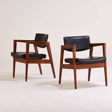 W H Gunlocke Chair Co Pair Of Armchairs Wayland Ny 1950s Walnut Vinyl Manufacturer Labels 30 1 2 X 24 X 25 Auction Dat Chair Furniture Modern Vintage