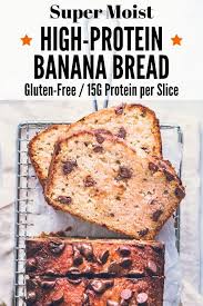 High Protein Banana Bread In 2020 Protein Banana Bread Protein Baking Chocolate Chip Banana Bread