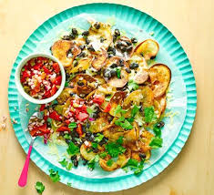 Black Bean Potato Nachos Recipe Bbc Good Food Recipes Wine Recipes Grilled Vegetables