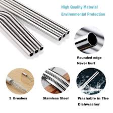 Pailles En Acier Inox 10pcs Pailles Reutilisable Paille Coudee Pailles Stainless Steel Paille En Metal Avec 2pcs Brosse Metallique Do Acier Inox Paille Inox