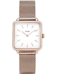 Rent a car at cluses railway station with avis rent a car. Montre Cluse La Tetragone Rose Gold Mesh White Cl60003