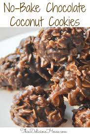 No Bake Chocolate Coconut Cookies This Delicious House Recipe Coconut Cookies Chocolate Coconut Cookies Baking Recipes Cookies