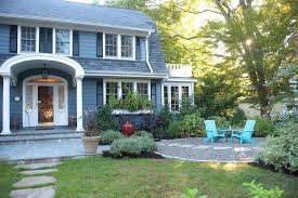 Image Result For Front Garden Adirondack Chairs Blue Front House Landscaping Colonial Exterior Dutch Colonial