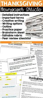 Thanksgiving Newspaper Article Creative Writing Template Editable Rubric Creative Writing Top Art Schools Writing