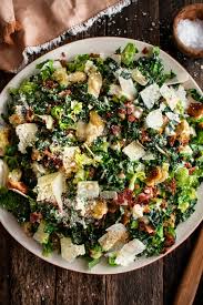 Roasted Garlic Kale Caesar Salad The Original Dish Recipe Kale Caesar Salad Caesar Salad Garlic Kale