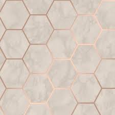 Crown Cwv Margaret Marble Hexagon Wallpaper Rose Gold Kitchen Gold Marble Wallpaper Rose Gold Bedroom