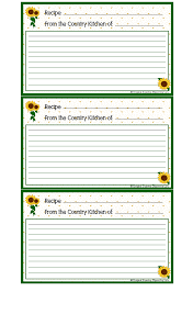 Hearts Sunflowers 3x5 Recipe Cards Printable Recipe Cards Recipe Cards Printable Free Recipe Cards Template