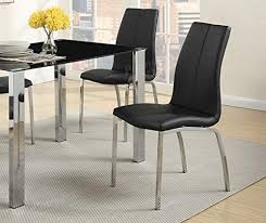 Set Of 4 Modern Black Faux Leather Dining Chairs With Chrome Metal Frame Faux Leather Dining Chairs Dining Chairs Dining Table Upcycle