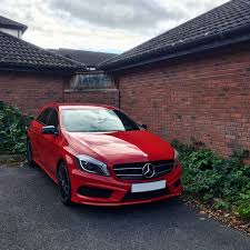 Mercedes A Class W176 Amg Line Jupiter Red With Black Wheels Night Package Mercedes A Class Black Wheels Bmw Car