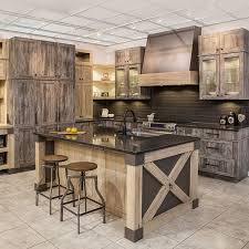 Cuisine Rustique Chic En Melamine Egger Avec Comptoir De Quartz Home Depot Kitchen Rustic Kitchen Cabinets Kitchen Design