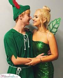 Peter Pan And Tinkerbell Fly To Neverland Cute Couple Halloween Costumes Cute Couples Costumes Couples Costumes