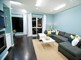 Modern Living Room With Blue Walls Wood Floor Dark Living Rooms Dark Hardwood Floors Living Room Living Room Wood