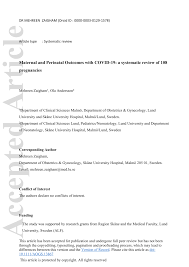 Pdf Maternal And Perinatal Outcomes With Covid 19 A Systematic Review Of 108 Pregnancies