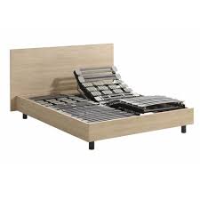 Coffre structure en fer tapissé en polyuréthane coins arondis. Sommier Electrique Relaxation Oslo Tempur 140x190