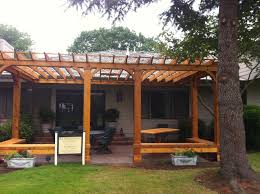 Cedar Pergola With Built In Bench Seating Backyard Pergola Patio Gazebo Pergola Patio