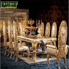 Italy Luxury Gold Wood Carving Dining Table Set Furniture 1107 Luxury Dining Tables Luxury Dining Room Luxury Dining