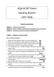 Speaking General Conversation New Aqa Gcse Model Answers Theme 1 2 3 Good Resume Examples Gcse French Gcse