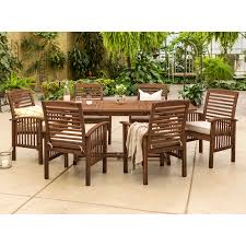 Manor Park 7 Piece Solid Wood Outdoor Patio Dining Set Dark Brown Walmart Com In 2020 Patio Dining Set Outdoor Dining Set Outdoor Dining Furniture