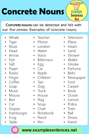60 Concrete Nouns Examples And Expressions Example Sentences Concrete Nouns Nouns Sentences