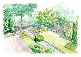 Precise Lawn Panels Add Interest To A Small Rectangular Garden Garden Design Layout Garden Design Plans Garden Planning