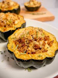 Stuffed Acorn Squash Girl With The Iron Cast Recipe In 2020 Acorn Squash Recipes Acorn Squash Acorn Squash Recipe Sausage