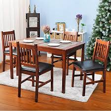 Harper Bright Designs 5 Piece Wood Dining Table Set 4 Person Home Kitchen Table And Chairs Wa Dining Room Table Set Round Dining Room Small Kitchen Table Sets