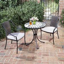 Home Styles Marble 3 Piece Metal Frame Wicker Bistro Patio Dining Set With Taupe Cushions Lowes Com Bistro Patio Set Outdoor Bistro Set Bistro Table Outdoor