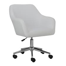 Boyel Living White Fabric Upholstered Swivel Office Desk Chair Modern Adjustable Height Accent Chair Wf Hfof 005w The Home Depot White Desk Chair Task Chair Chair