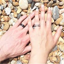 Our Lovely Client Jo Hand In Hand With Her Husband Jo S Bespoke Wedding Ring And Opa Engagement Rings Opal Bespoke Engagement Ring Designer Engagement Rings