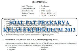 Soal Dan Kunci Jawaban Pat Prakarya Smp Kelas 8 Kurikulum 2013 Tahun Pelajaran 2018 2019 Didno76 Com