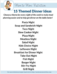 Themed Dinner Nights Make Meal Planning A Breeze By Designating A Certain Theme To Each Night Of The Week Meal Planning Help Meal Planning Menus Dinner Themes