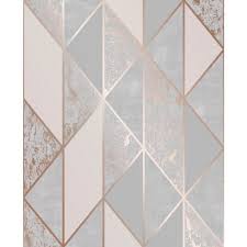 Super Fresco Milan Geo Vinyl Peelable Roll Covers 56 Sq Ft 106407 The Home Depot Grey Removable Wallpaper Grey Wallpaper Rose Gold Wallpaper