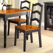 Excellent Ladder Back Dining Chairs Set Of Two Black And Oak Finish Feature Comfy Solid Wood Seats A Ladder Back Dining Chairs Dining Chairs Side Chairs Dining