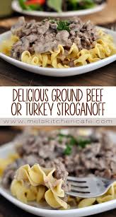 Easy Ground Beef Stroganoff No Condensed Soup Mel S Kitchen Cafe Recipe Turkey Stroganoff Turkey Stroganoff Recipe Ground Turkey Stroganoff
