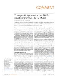 Pdf Therapeutic Options For The 2019 Novel Coronavirus 2019 Ncov