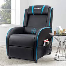 Homall Gaming Recliner Chair With Pu Leather Black Blue Walmart Com Recliner Chair Leather Recliner Reclining Sofa